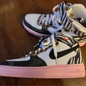 Nike Air Force 1 High Zebra Print Sneakers